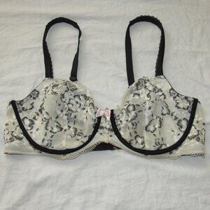 Victoria's Secret Body by Victoria Unlined Demi Sheer Ivory Black Lace Bra 38D